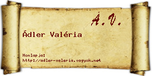 Ádler Valéria névjegykártya